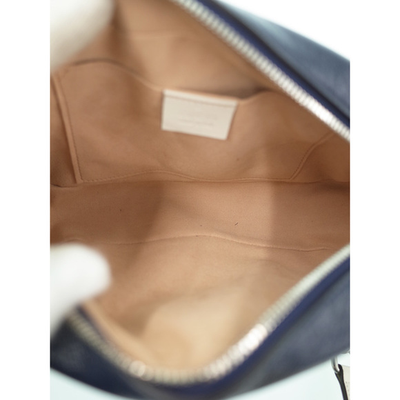 Gucci GG Marmont Quilted Small Shoulder Bag Navy x White - Picture 3 of 9